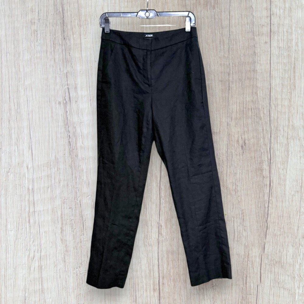 J.Crew Kate Black Linen Blend Fully Lined Dress Tailored Pants Career Trousers 2